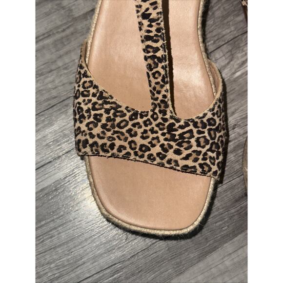 Y2K Lucky Brand Platform Wedge Sandals Leather / Suede Upper Cheetah 9.5m - Picture 6 of 8